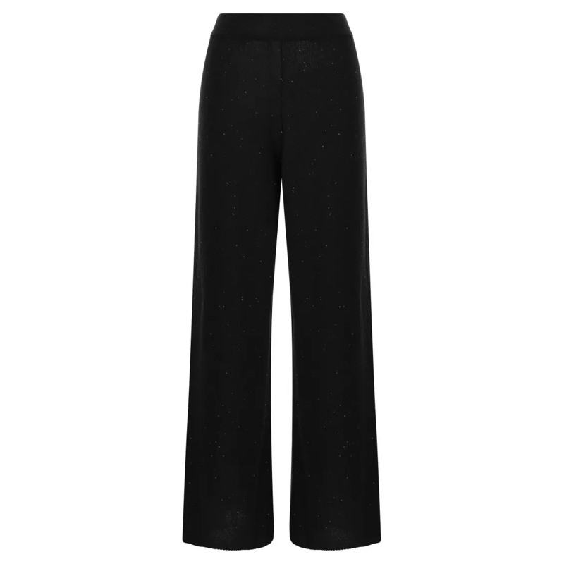 Fabiana Filippi  Cotton And Linen Trousers With Micro Sequins Black