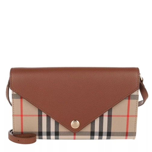 Burberry Vintage Check Crossbody Leather Tan Envelope Bag