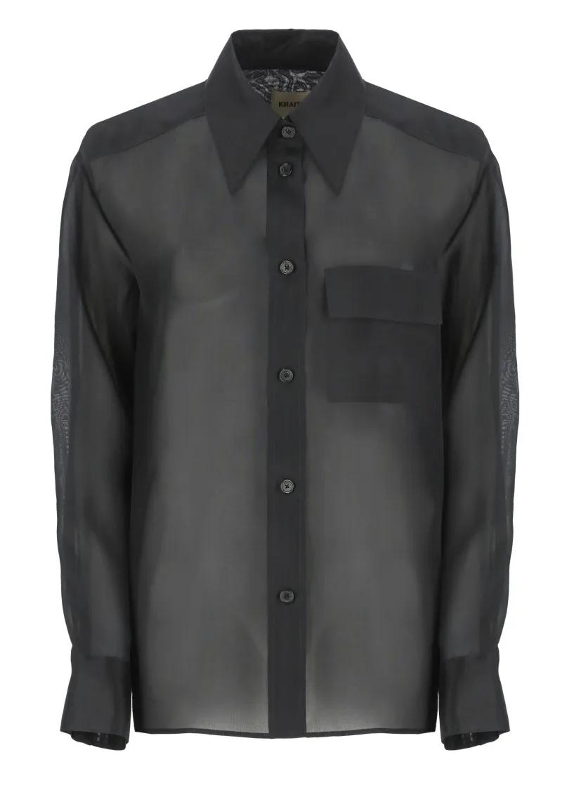 Thumbnail - Khaite - Black Silk Shirt - Größe 2 - schwarz