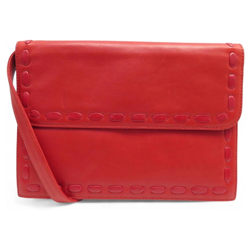 Saint Laurent Crossbody Bag VINTAGE YVES SAINT LAURENT ROTER LEDER BANDOULIERE rot