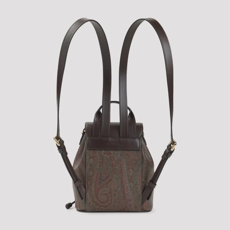 Etro Rucksack Paisley-Patterned Bucket Backpack Bag With Leather Grey