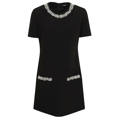 Balmain Mini-Kleider Ss Emb Collar & Pkts Short Dress Black