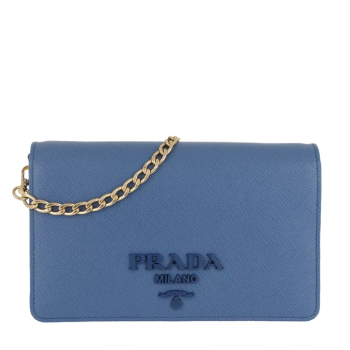 Prada Saffiano Lux Crossbody Calf Leather Azzurro Crossbody Bag