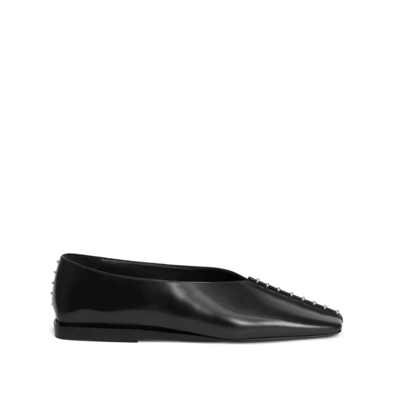 Jil Sander Balletschoenen Black Ballerinas With Metallic Stud Accents Black