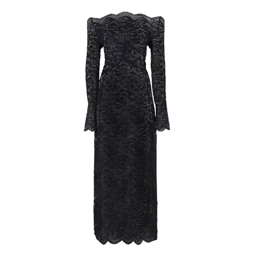 Pacco Rabanne Long-Sleeved Lace Dress With A V-Back Neckline Black 