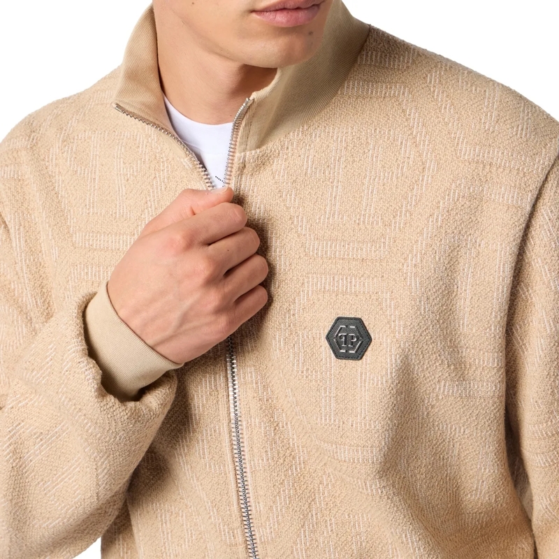 Philipp Plein Daunenjacke Jacquard Tracksuit Jacket Monogram beige(Image 5)