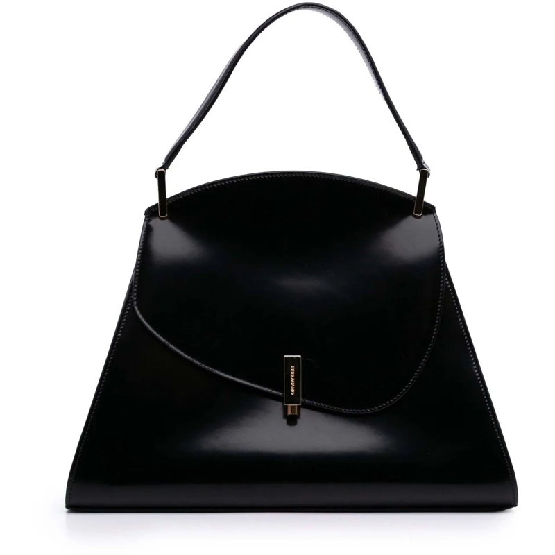 Salvatore Ferragamo Fourre-tout Medium Leather Prisma Top Handle Bag schwarz