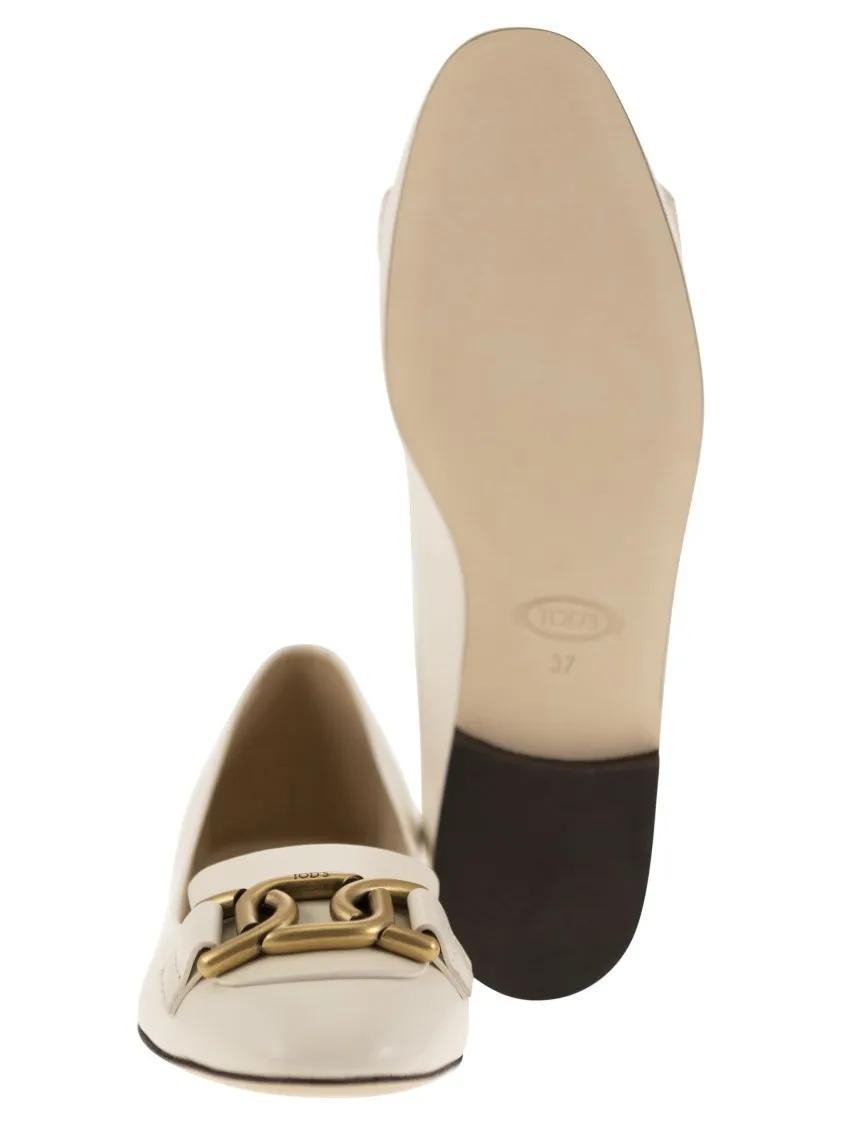 Thumbnail - Leather Ballerina With Accessory - Gr. 38 (EU) - in Beige