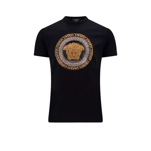 Versace Cotton T-Shirt With Iconic Frontal Medusa Black 