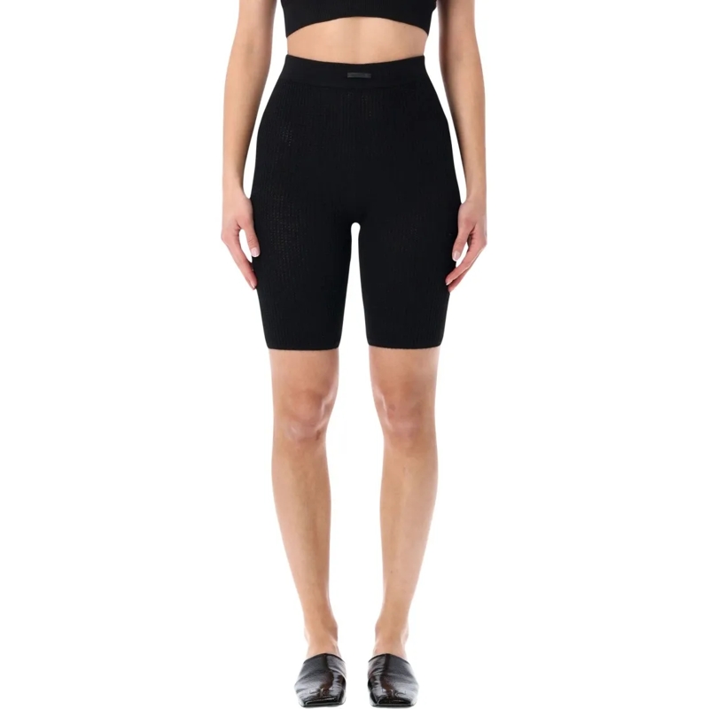 FEAR OF GOD Short décontracté Waffle Knit Biker Shorts With Rib-Knit Waistband A Black