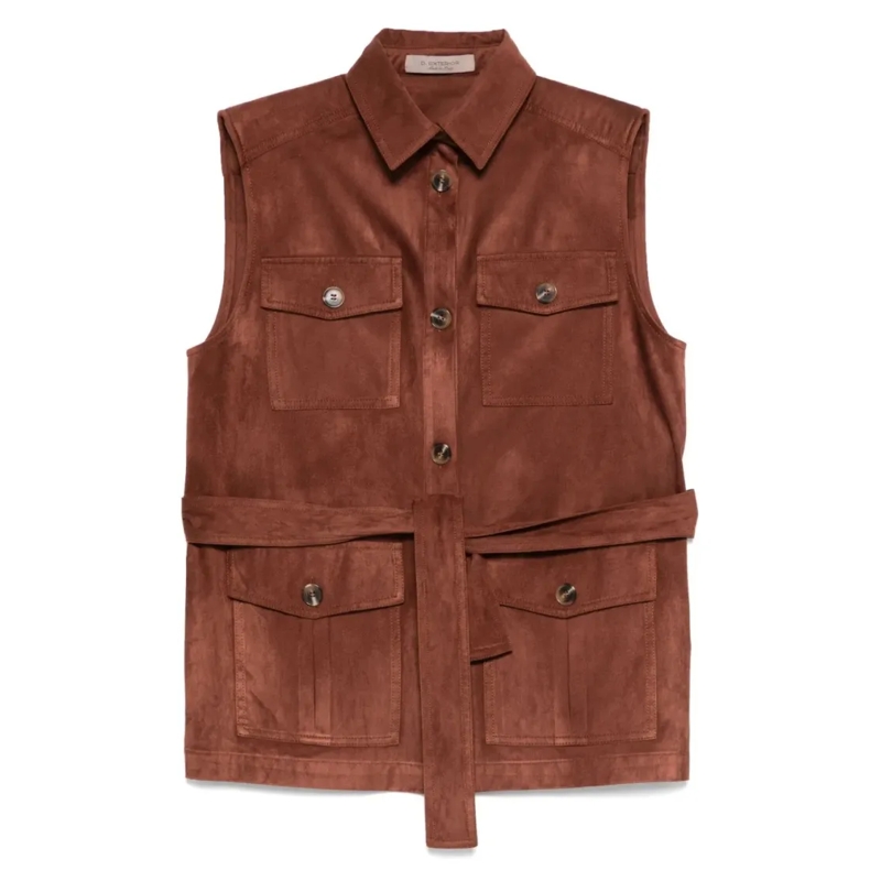 D. Exterior Veste de transition Tailored Sleeveless Gilet With Minimalist Design Brown