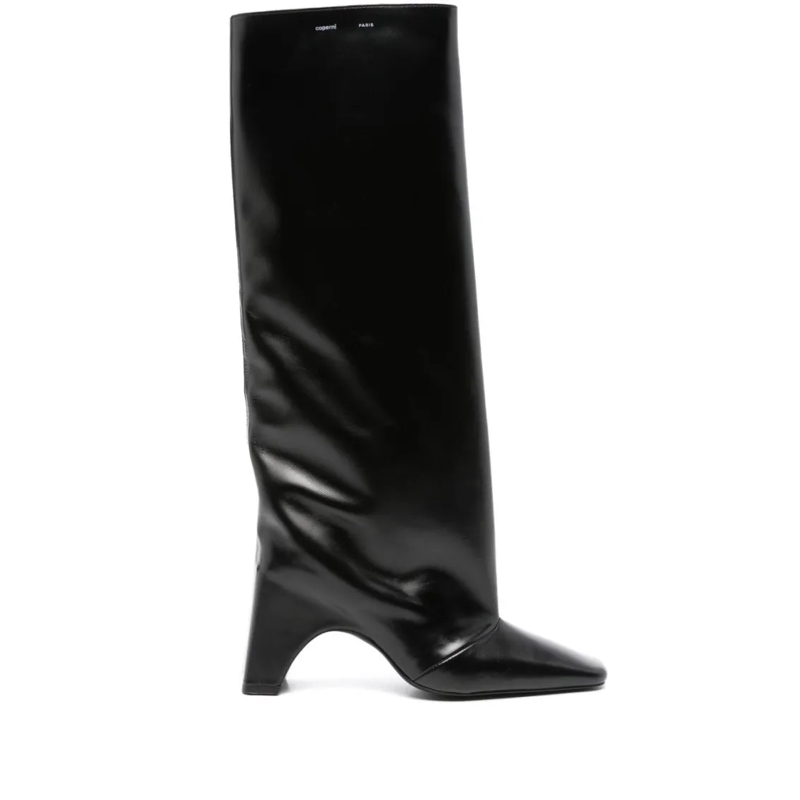 Coperni Bottes Knee-High Black Boots With Sculptural Heel Black