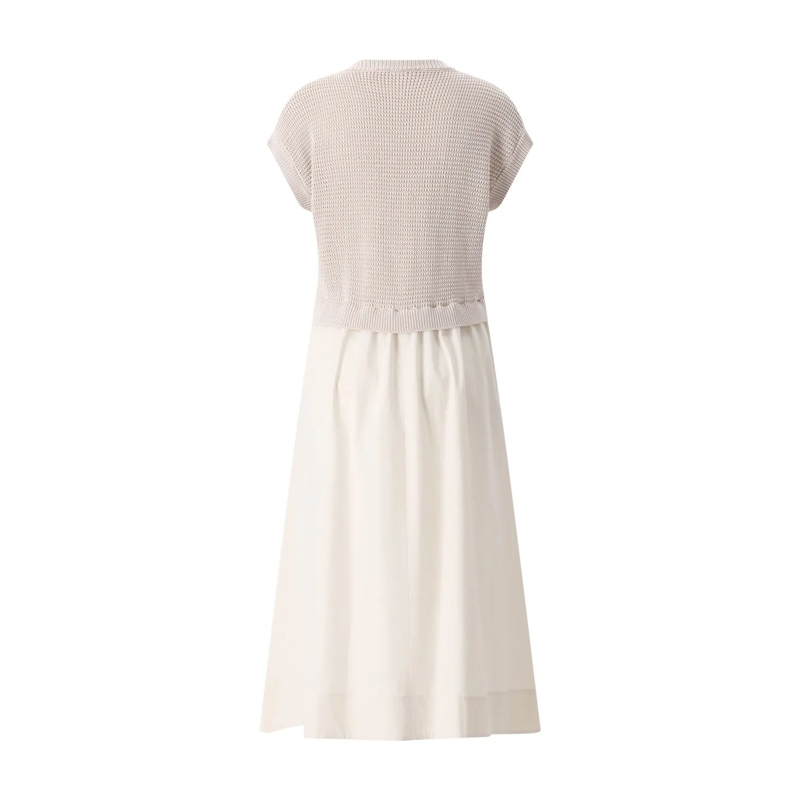 Peserico Robe longue Midikleid im Material-Mix braun(Image 13)