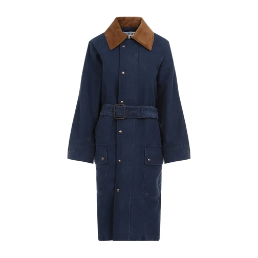 Loewe Manteaux transitionnels Indigo Blue Cotton Coat Blue