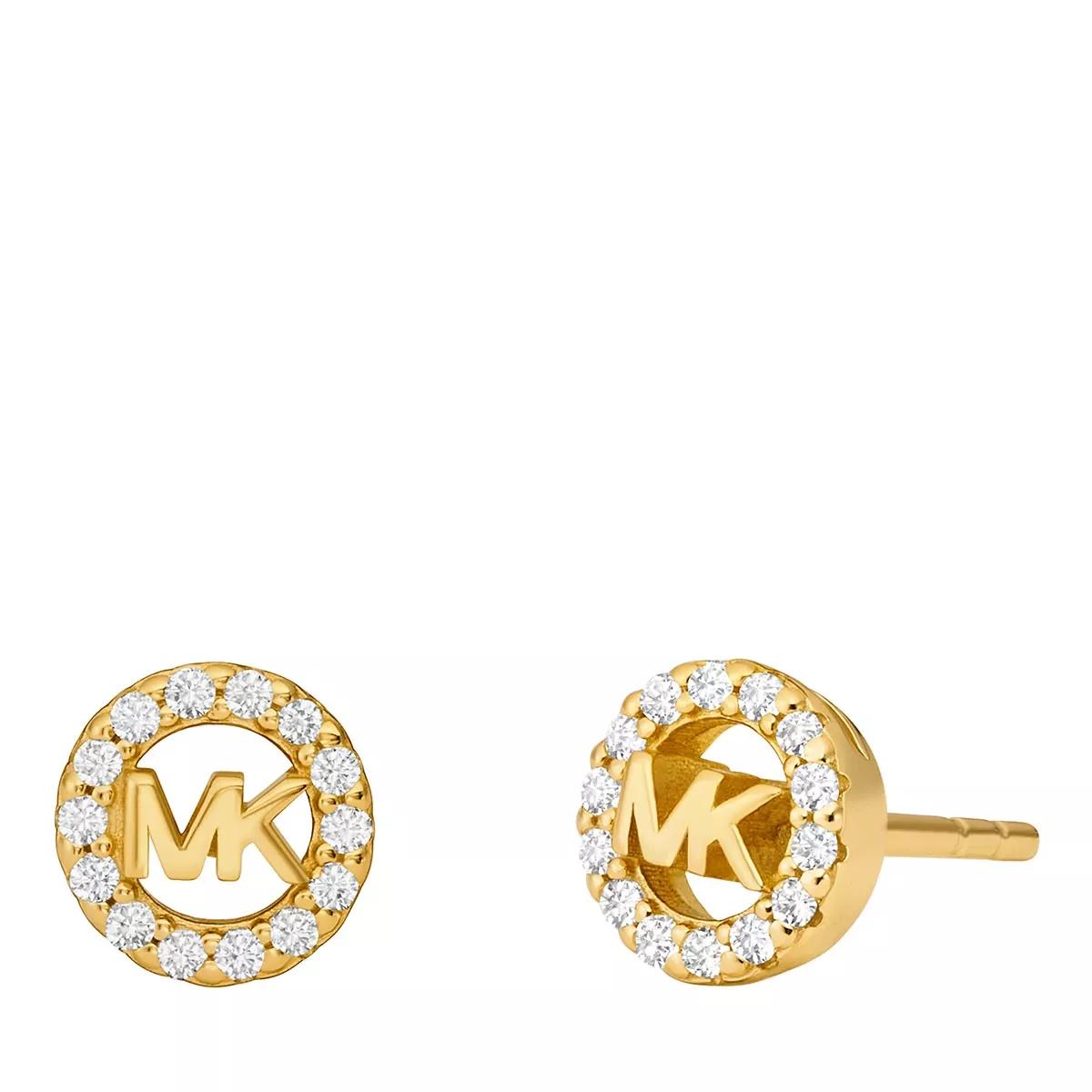 Michael Kors Ohrringe - Michael Kors 14K Gold Sterling Silver Logo Stud - Gr. unisize - in Gold - für Damen