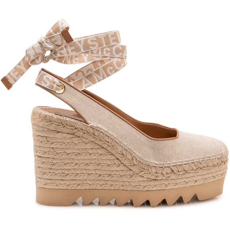 Stella McCartney Espadrilles Scarpa con Zeppa Gaia Slingback con Lacci alla Cav beige