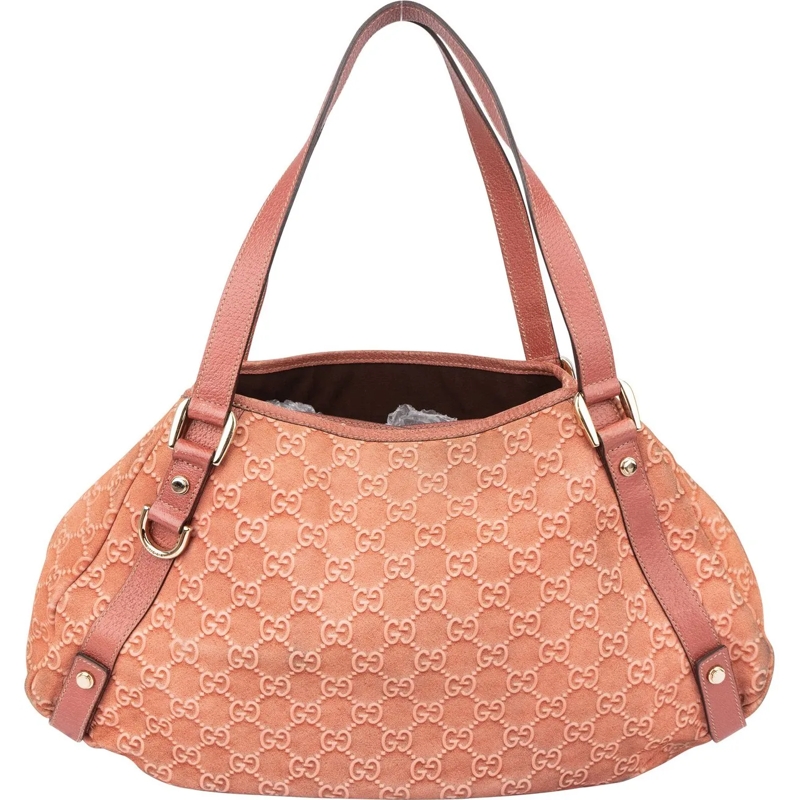 Gucci Schultertasche Gucci Pink Suede Monogram Abbey Handbag rose