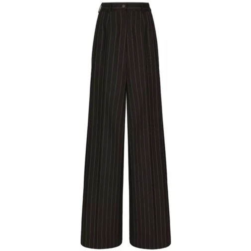 Dolce&Gabbana  Pinstripe-Print Wide-Leg Trousers Black