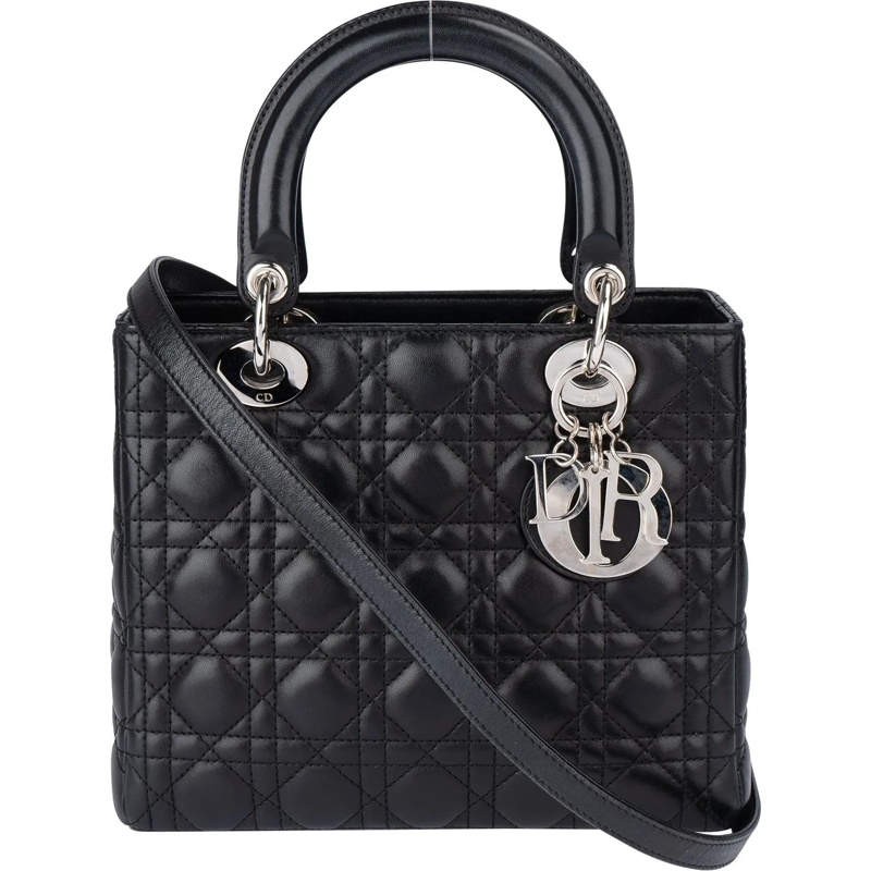 Christian Dior Tote Christian Dior Quilted Leather Lady Dior Handbag schwarz