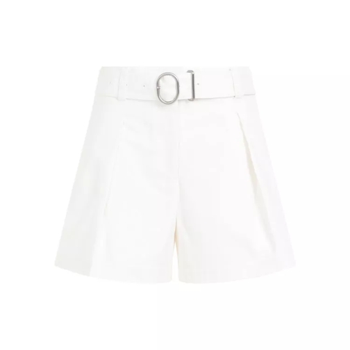 Jil Sander Mid Waist Optic White Cotton Shorts White 