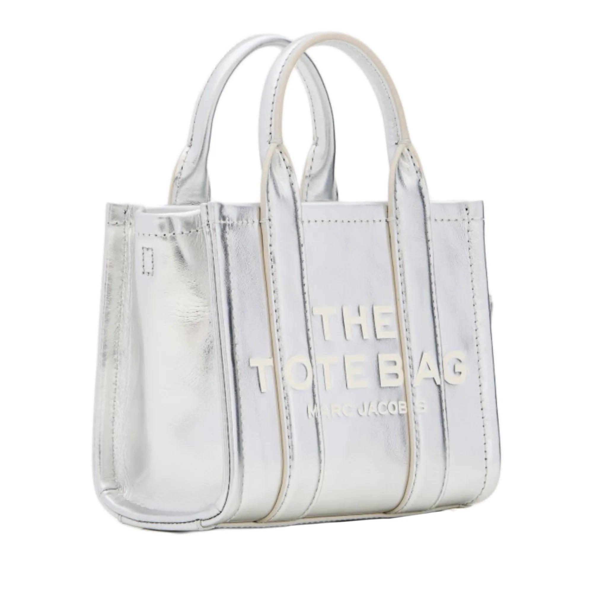 Marc Jacobs Totes & shoppers The Mini Tote Metallic Leather Bag in zilver