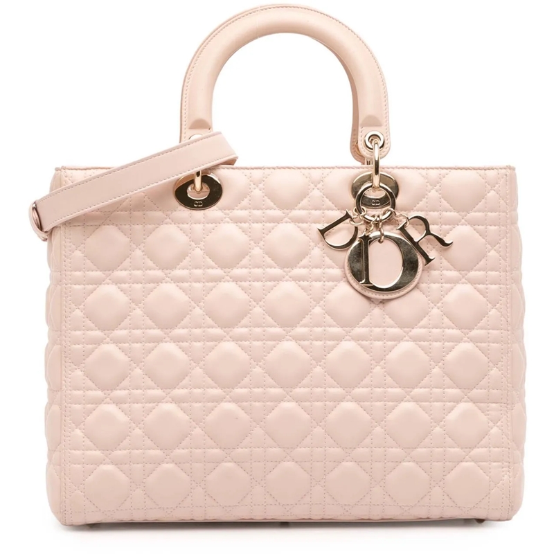 Christian Dior Schultertasche Large Lambskin Cannage Lady Dior rose