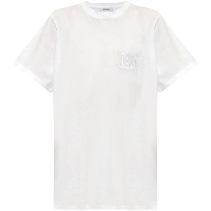Max Mara Haut décontracté Mango Logo Embroidered Cotton T-Shirt White