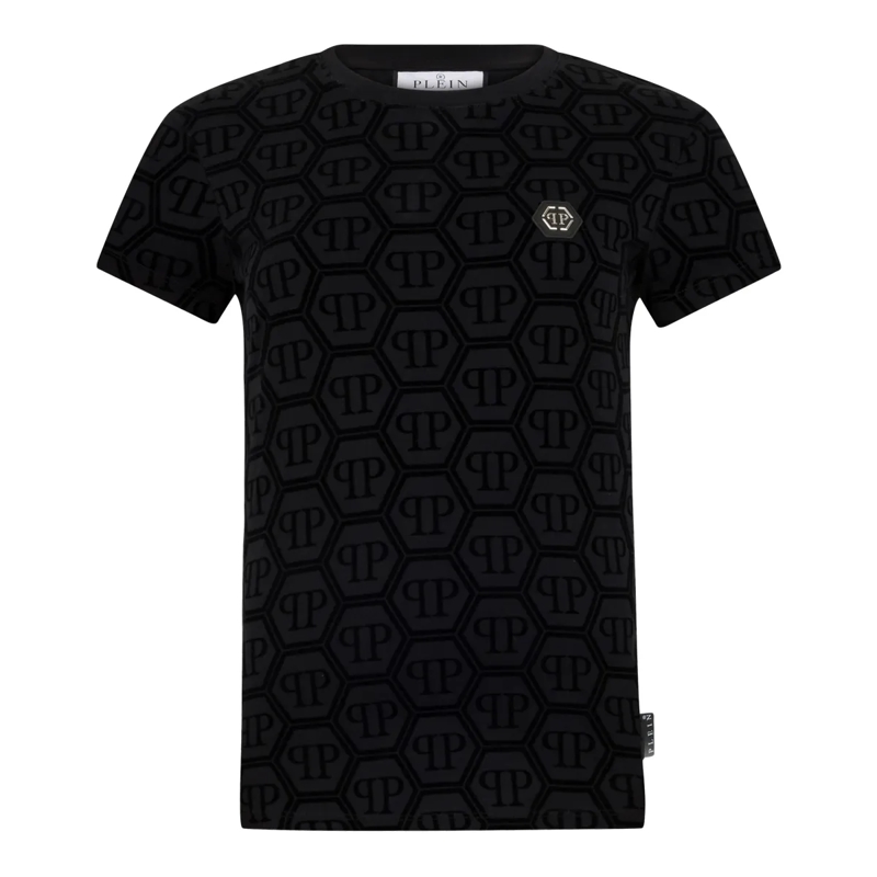 Philipp Plein T-Shirt Sexy Pure Fit T-Shirt Jacquard Monogram Monogram schwarz