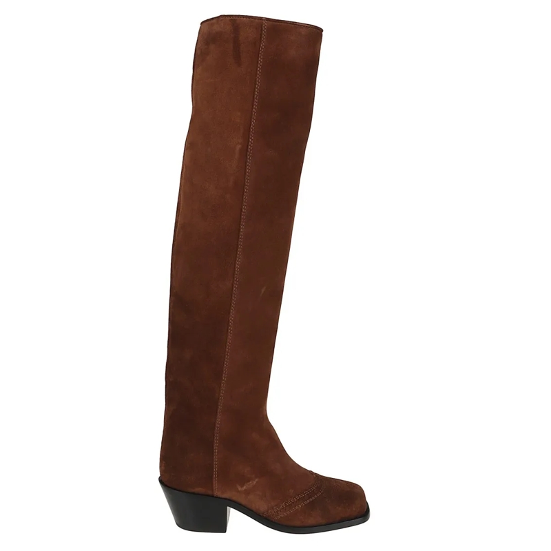 Ermanno Scervino Stiefel Tall Ankle Boots In Suede Leather Black