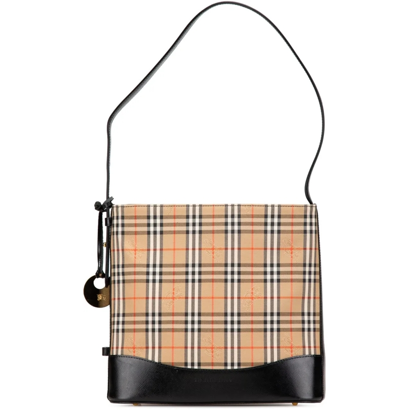 Burberry Schultertasche Haymarket Check Canvas Shoulder Bag braun