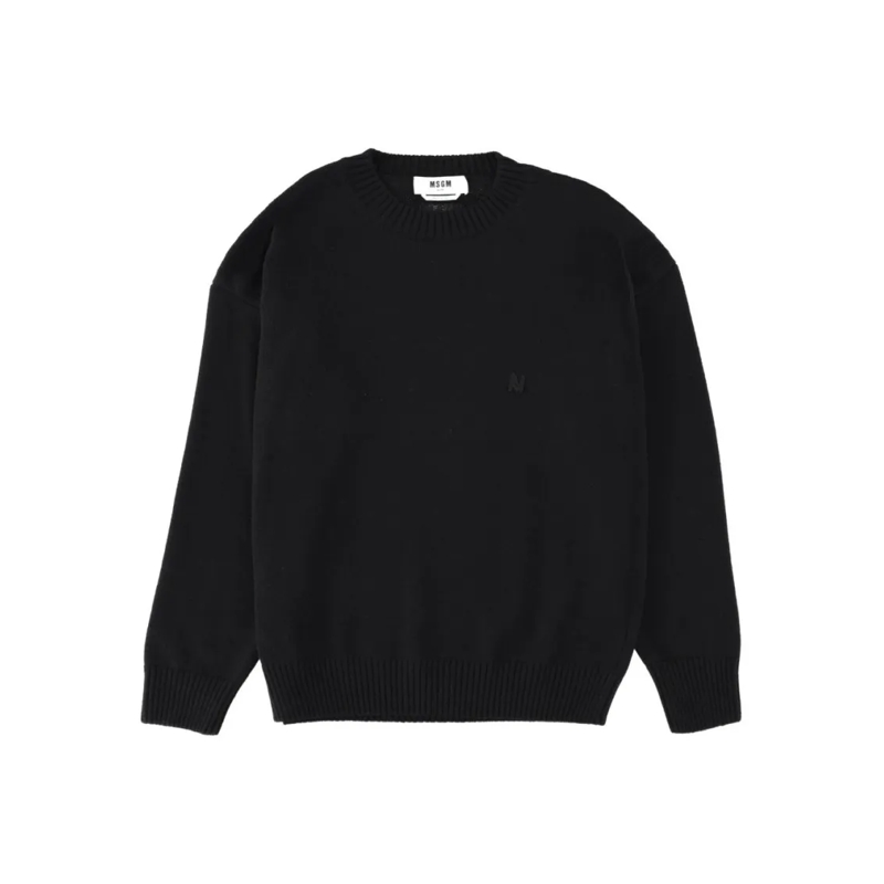 MSGM Trui Relaxed Black Crew Neck Sweater Black