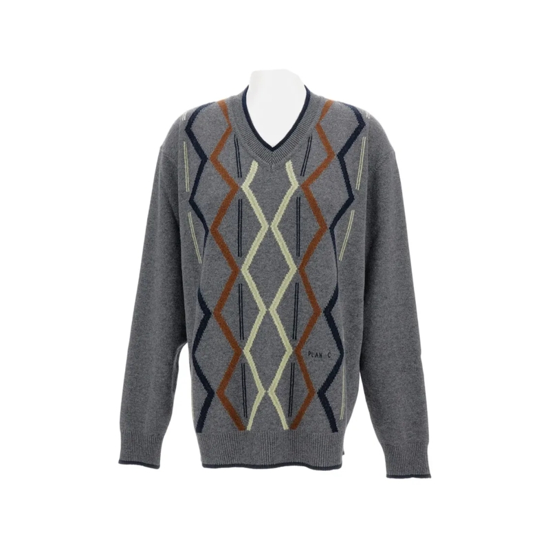 Plan C Trui High Turtleneck Grey Knitwear Grey