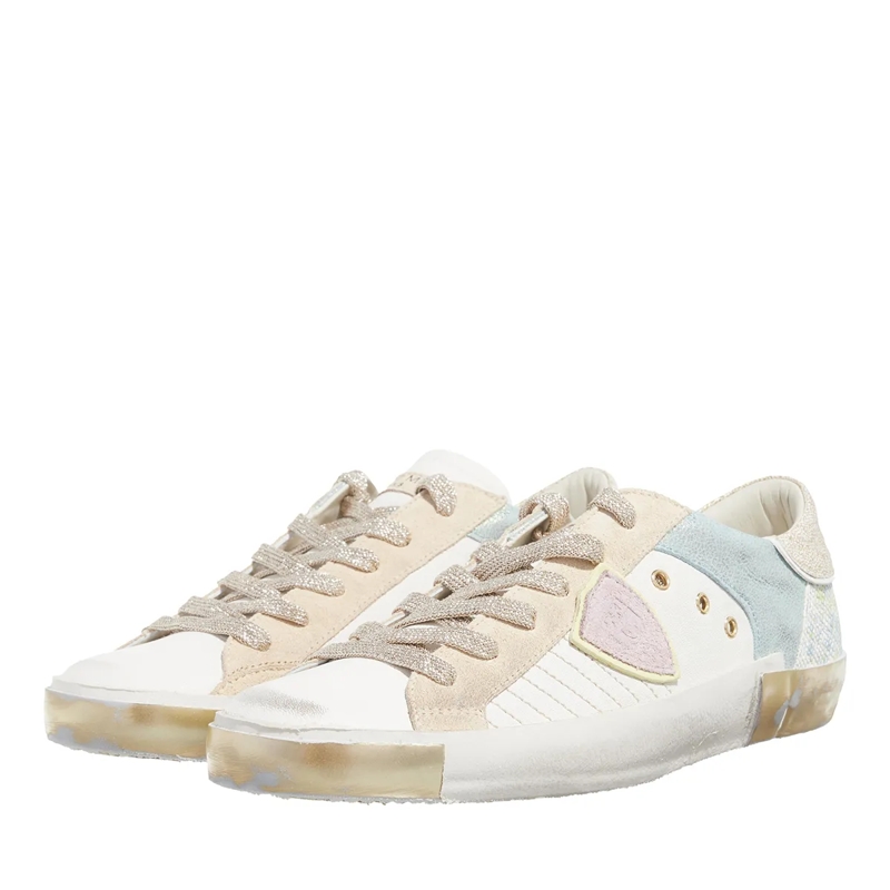 Philippe Model Low-Top-Sneaker Prsx Low Woman Veau Python Mix Blanc Rose(Image 2)