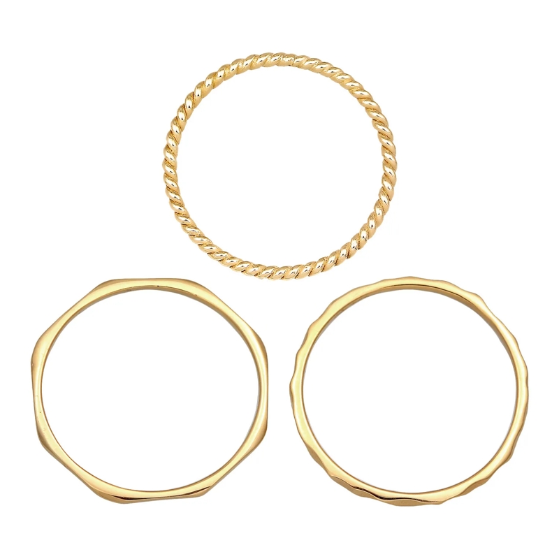 Elli Ring Ring Stapelringe Stacking Bandring 3er Set 375 Gel gold(Image 3)