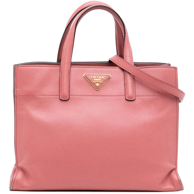 Prada Schultertasche Saffiano Soft Triple Pocket Tote rose