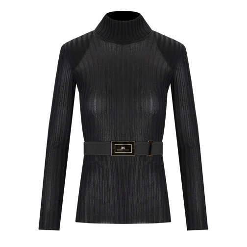 Elisabetta Franchi  ELISABETTA FRANCHI SCHWARZ GERIPPTER PULLOVER MIT  schwarz