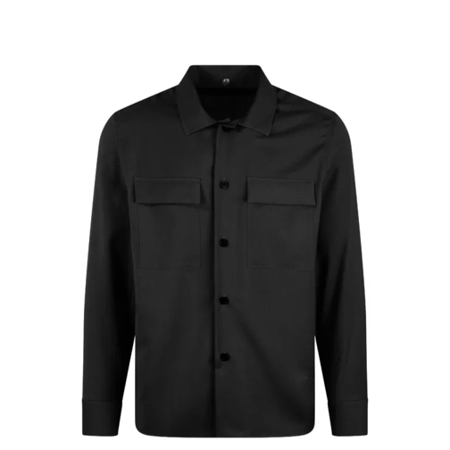 Low Brand Tropical Wool Shirt Jacket Black 