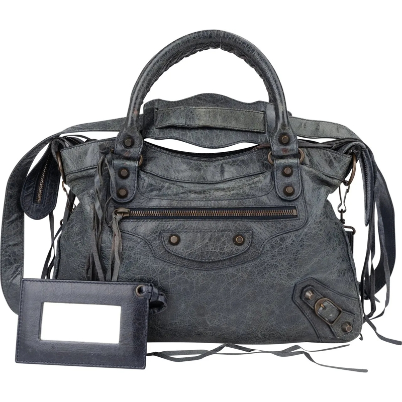 Balenciaga Schultertasche Balenciaga Leather City Crossbody Bag blau