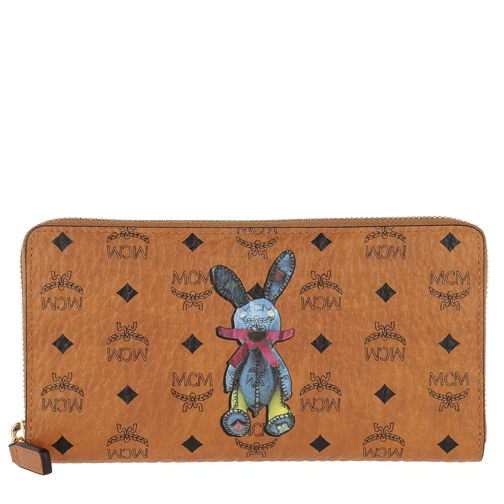 MCM Rabbit Zippered Wallet Large Cognac Zip-Around Wallet