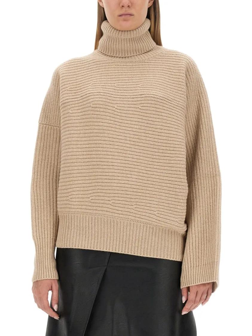 Thumbnail - Stella McCartney - Textured Knit Oversized Turtleneck Shirt - Größe M -