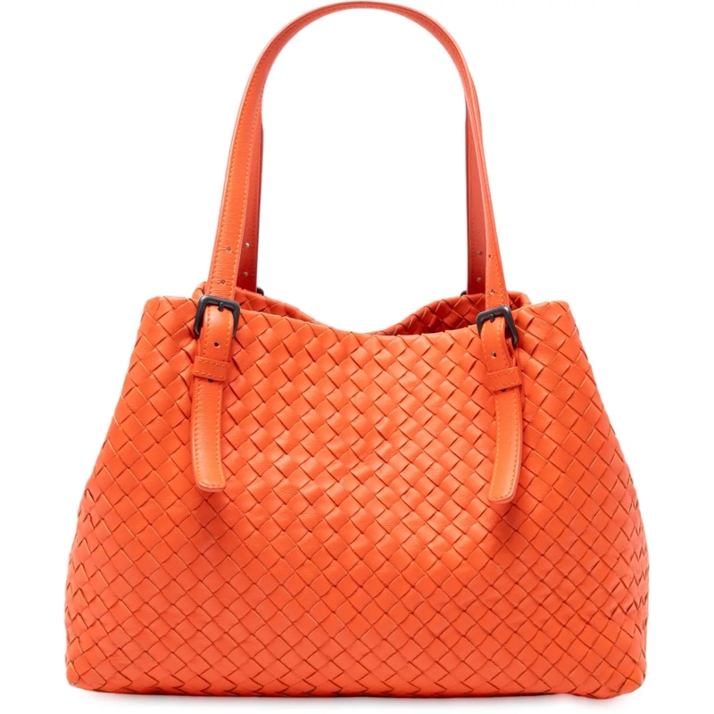 Bottega Veneta Shopper Medium Nappa Intrecciato Cesta Tote orange