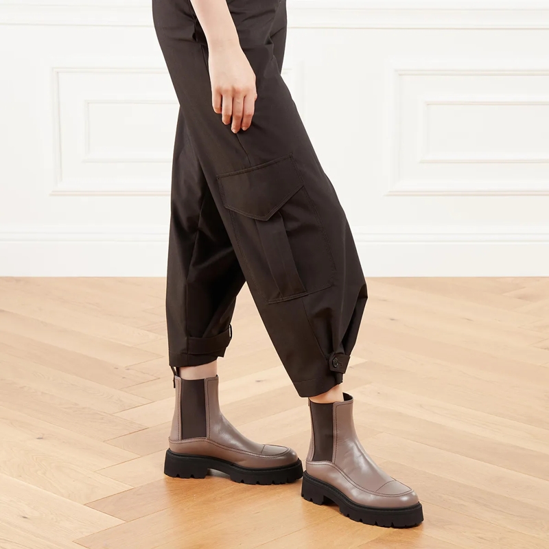 Emporio Armani Stiefeletten Stivaletto Vitello+Elastico Taupe+Testa Di Moro(Image 2)