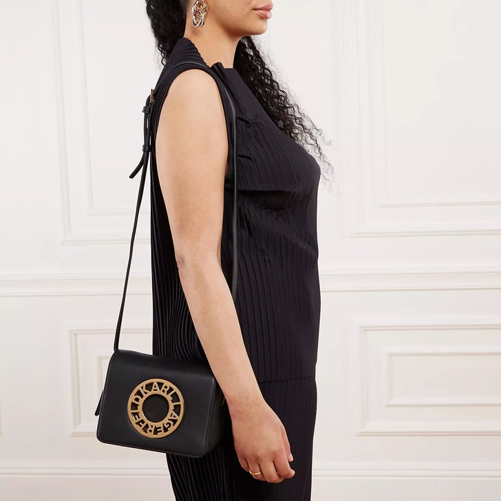 Karl Lagerfeld K Disk Crossbody Black Gold Crossbody Bag
