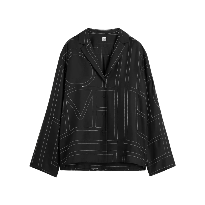 TOTEME Top Monogram Silk Pj Top 001 Black
