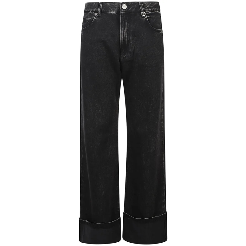 Pinko Jeans skinny Wanda Wide Leg Turn Up Jeans Black schwarz