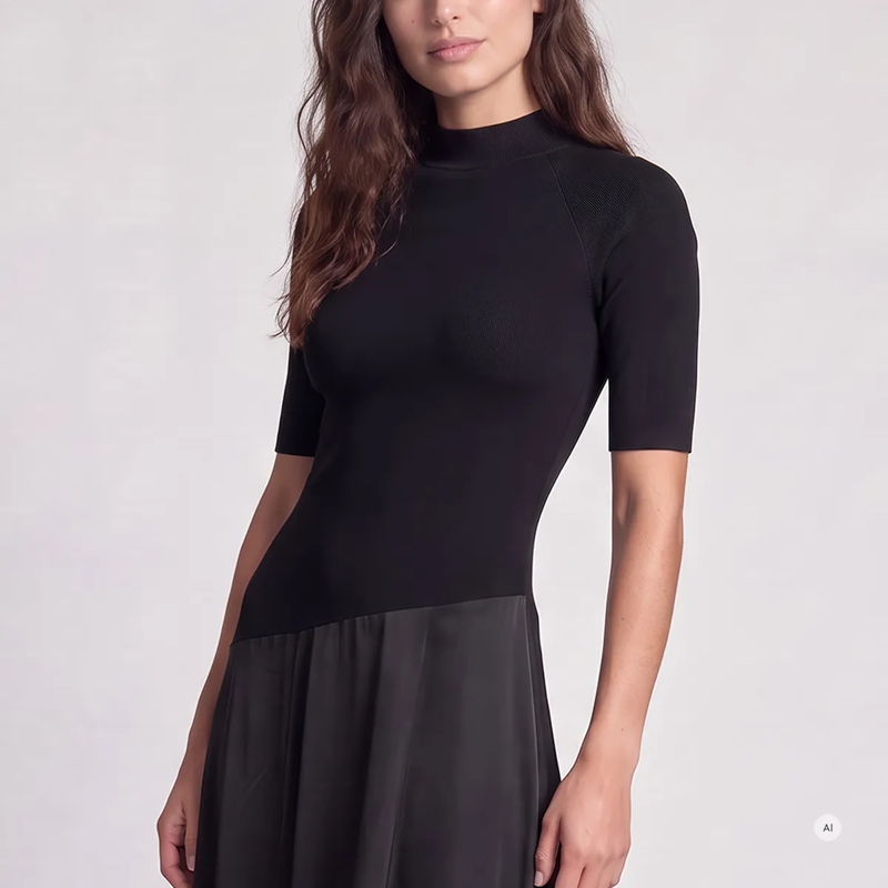 Marc Aurel Maxikleid Kleid- asymmetrisch- Milano-Ärmel- Viskoserock schwarz(Image 3)