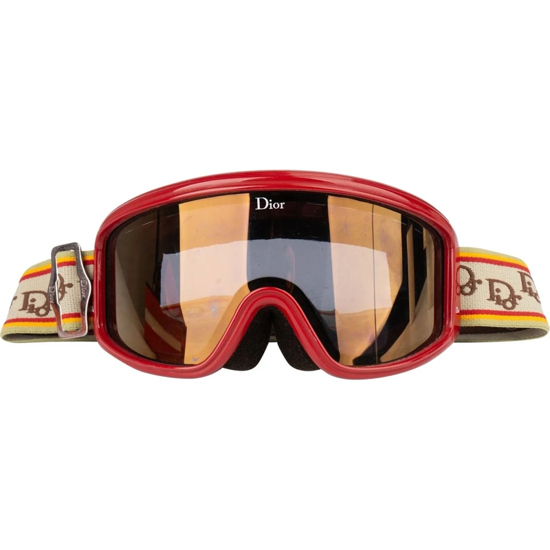 Christian Dior  Christian Dior Vintage Raffia DiorAlps Goggles rot