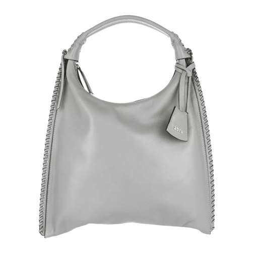 Abro Leather Velvet Handbag Tote Light Grey Hobo Bag