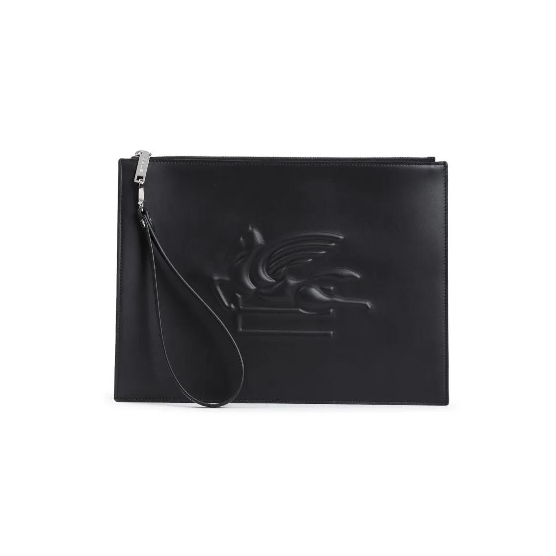 Etro Crossbody Bags - Logo Embossed Black Leather Pouch - Gr. unisize - in Schwarz - für Damen