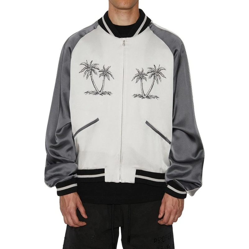 Palm Angels Doudoune Palms Souvenir Bomber Jacket Grey(Image 2)